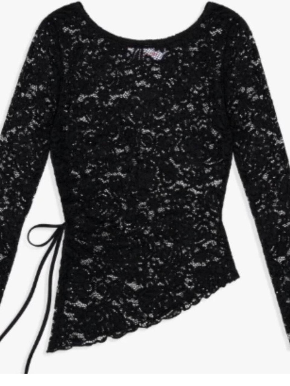 NWT Lisa Says Gah Jo Black Lace Asymmetrical Top - Size Large